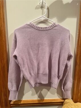 Gap - Chunky Pastel Lilac Knit Crewneck Cropped Sweater